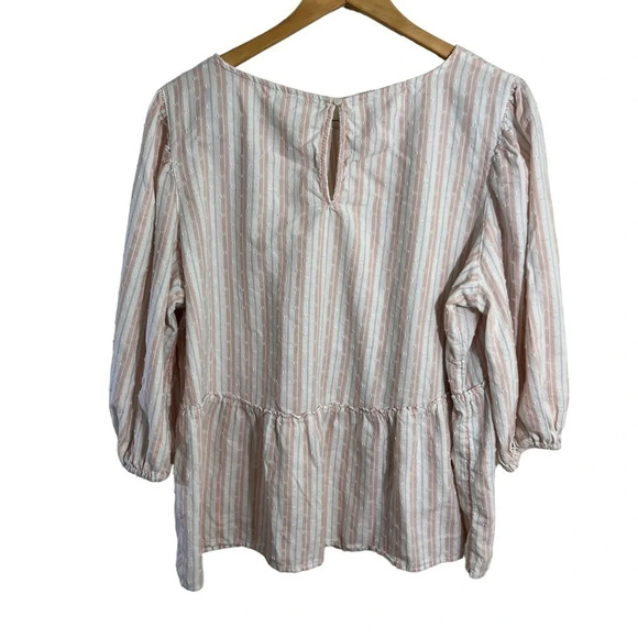 Time and Tru Pastel Striped Swiss Dot Blouse XXXL Babydoll Fit Keyhole Backside - Picture 2 of 6